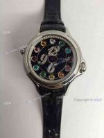 Swiss Grade Fendi Watches Crazy Carats Diamonds Black Leather